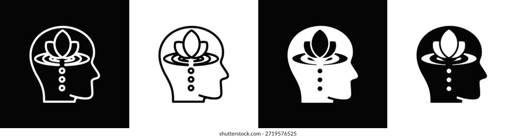 Icono de atención plena Estilo de fondo blanco y negro