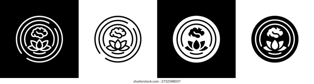 Estilo De Fundo Branco E Preto Do Ícone Mindfulness