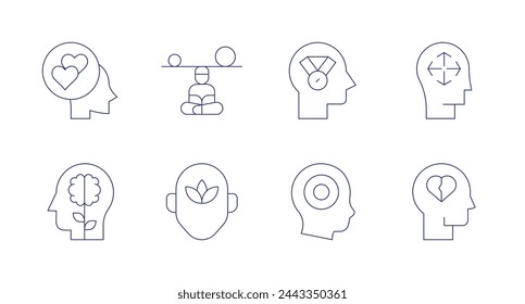 Mindfulness icons. Editable stroke. Containing faithful, mindfulness, mind, achievement, openmind, adhd, mentalhealth.