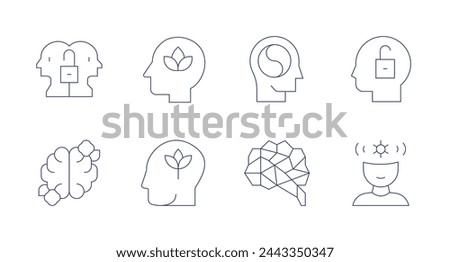 Mindfulness icons. Editable stroke. Containing openmind, mindfulness, growth, peaceofmind, intelligence, psychology.