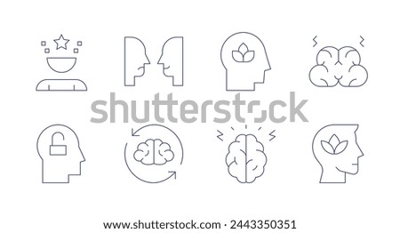 Mindfulness icons. Editable stroke. Containing mind, expectation, bipolar, openminded, intelligence, wellness, mentaldisorder, brain.