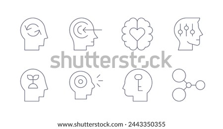 Mindfulness icons. Editable stroke. Containing empathy, treatment, perception, emotion, sensory, mindmap, selfcontrol.