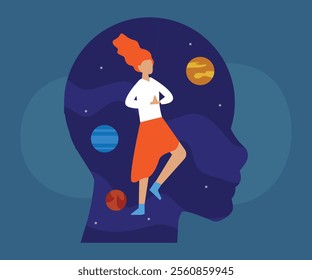 Mindfulness and Inner Space Concept: Balance Within the Mind 2d flat vector illustrations