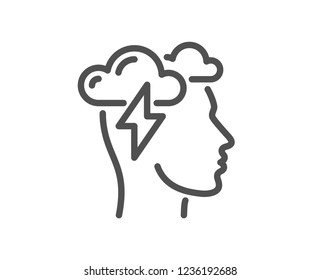 Mindfulness Line Icon. Psychology Sign. Cloud Storm Symbol. Quality Design Flat App Element. Editable Stroke Mindfulness Stress Icon. Vector