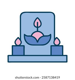 Mindfulness Meditation candle altar blue illustration