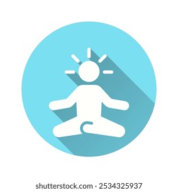 Mindfulness meditation flat icon. Simple illustration with long shadow for graphic and web design.