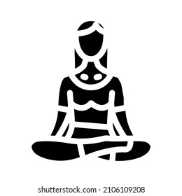 mindfulness meditation glyph icon vector. mindfulness meditation sign. isolated contour symbol black illustration