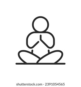 Mindfulness Meditation Icon. Vector Outline Editable Isolated Sign of a Person in a Calm Lotus Pose, Symbolizing Peace, Serenity, and the Practice of Mindfulness Meditation.