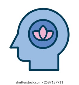 Mindfulness Meditation mindful head blue illustration