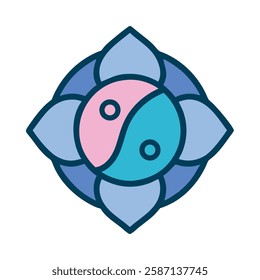 Mindfulness Meditation yin yang blue illustration