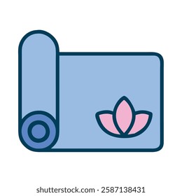 Mindfulness Meditation yoga mat lotus blue illustration