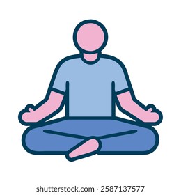 Mindfulness Meditation yoga pose blue illustration