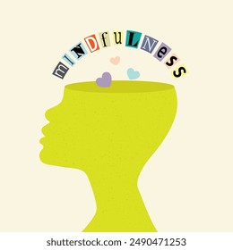 Mindfulness mental health collage Vector 