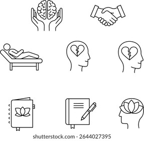 Mindfulness and Mental Wellness Icons Set for Inner Peace, Happiness, and Wellbeing