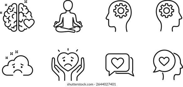Mindfulness and Mental Wellness Icons Set for Inner Peace, Happiness, and Wellbeing