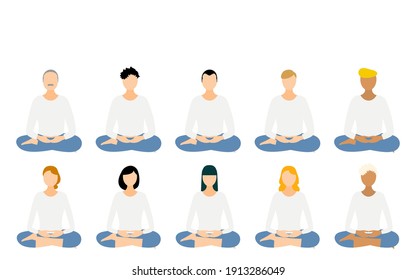 Mindfulness, multinational people meditation in the half-crowned Maitreya