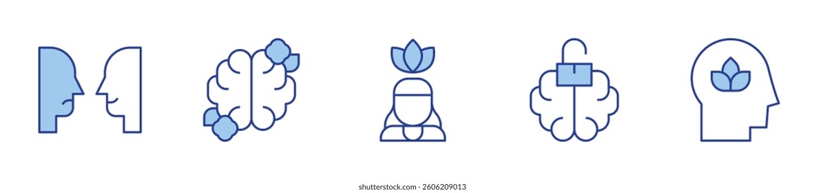 mindfulness, openminded, mind, bipolar. Mindfulness Icon vector illustration. Line Duotone style. Editable stroke.