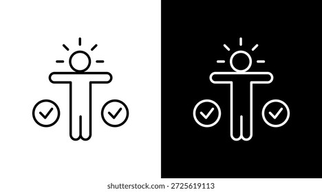 Diseño de conjunto de iconos blancos de esquema de práctica de atención plena