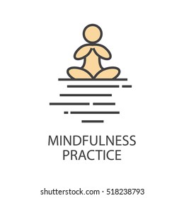 Mindfulness practice training vector icon that shows concept such as relax, peaceful, can be use for personal or commercial use