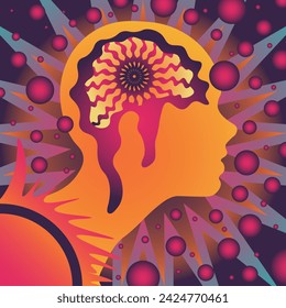 Mindfulness Psychedelic Poster Abstract Surrealist Illustration