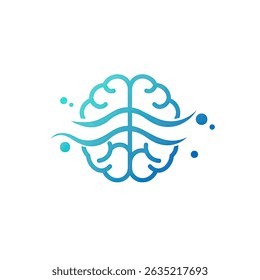 Mindfulness Symbol Brain and Calm Waves White Background Inner Peace Mental Health