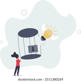 mindfulness thinking, break free to get solution for business problem concept.flat design with people.