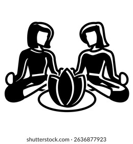 Mindfulness Training icon represented by coach, meditation Black Filled style.