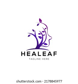 Mindfulness and tree logo design template with elegant style