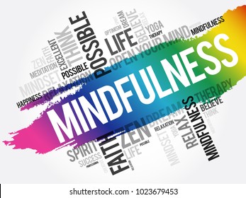 Mindfulness word cloud collage, concept background