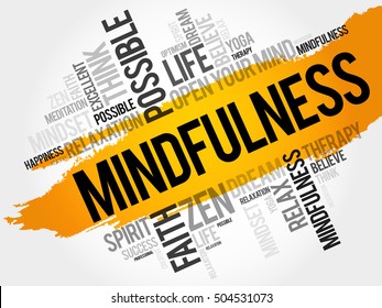 Mindfulness word cloud collage, concept background