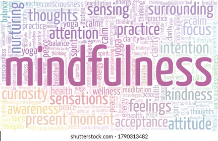 Mindfulness word cloud isolated on a white background