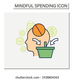Icono de color de gasto sin sentido. Erupción en el gasto de dinero. Compra no planificada. Concepto de gasto consciente.Ilustración vectorial aislada