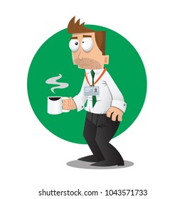 Mindless worker with coffee