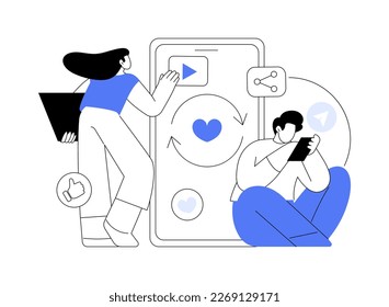 Mindlessly scrolling abstract concept vector illustration. Clicking on applications, social media addiction, mindlessly scrolling through newsfeed, random likes, screen addict abstract metaphor.
