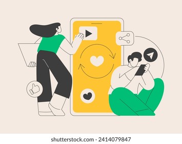 Mindlessly scrolling abstract concept vector illustration. Clicking on applications, social media addiction, mindlessly scrolling through newsfeed, random likes, screen addict abstract metaphor.