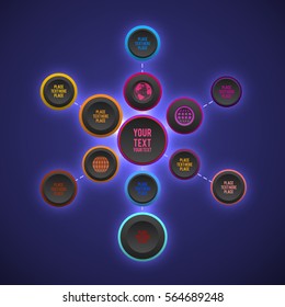 Mind-map with place for your content.Mind map scheme concept with circles and icons.