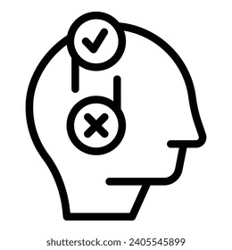 Mindset dilemma icon outline vector. Human intellectual mind. Rationally options analyze