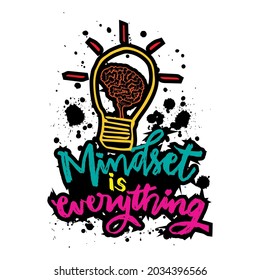 Mindset is everything hand lettering. Motivational quote.
