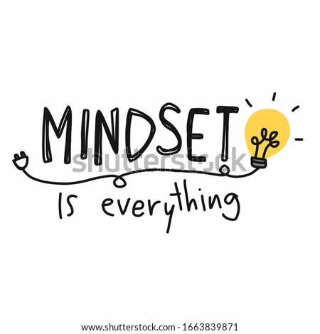 Mindset is everything word and lightbulb vector illustration