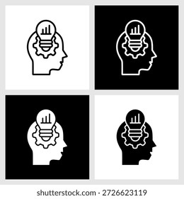 Ícone da mentalidade com fundo preto e branco