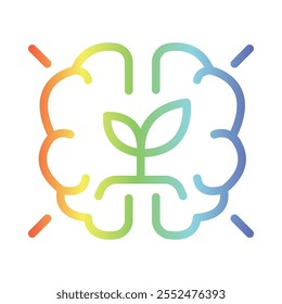 Mindset Icon – Brain with Plant Representing Growth, Positive Thinking, and Mental Clarity