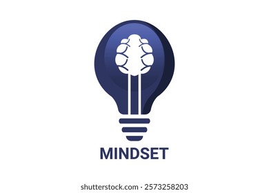 Mindset Icon Design in a white background in blue color. 