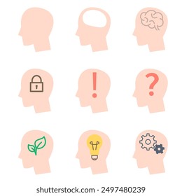 Mindset icon set. Clipart image isolated on white background