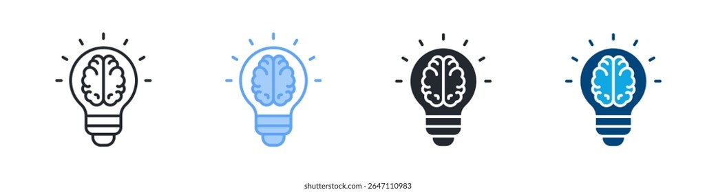 Ícone Mindset Define Vários Estilos. Projetado Em Contorno, Azul, Glifo, Tom Duplo