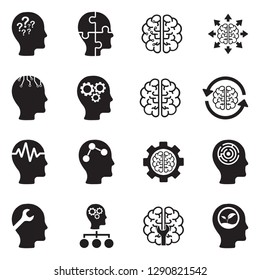 Mindset Icons. Black Flat Design. Vector Illustration.