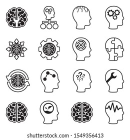 Mindset Icons. Line With Fill Design. Vector Illustration.