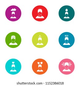Mindset icons set. Flat set of 9 mindset vector icons for web isolated on white background