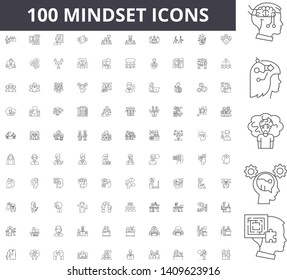 Mindset line icons, signs, vector set, outline illustration concept 