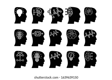 Mindset Simple Set of brainstorming Related Vector Line Icons. Contains such Icons as thoughts, idea, meeting, think, brain, head and more.