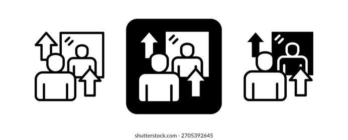 Mindset Solid color and black line drawing vector illustration set